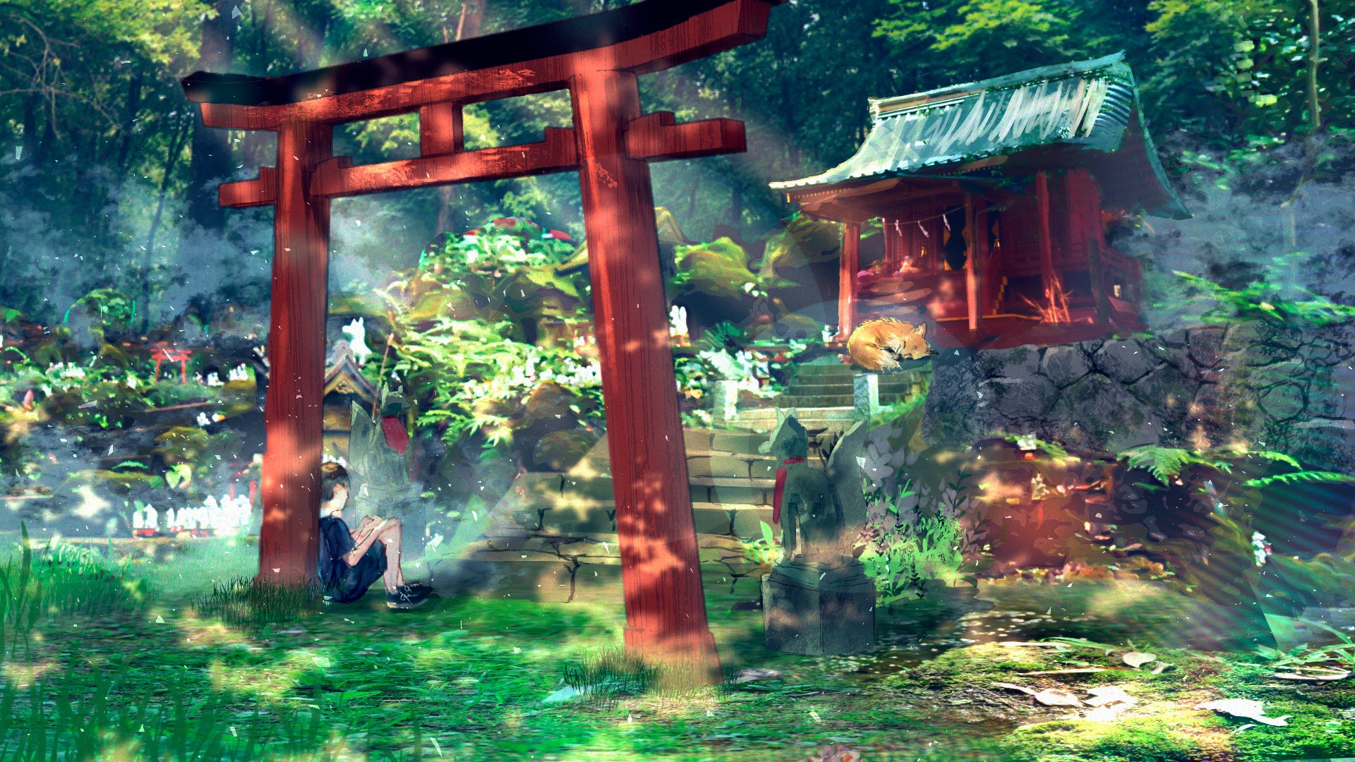 Mobile wallpaper: Anime, Torii, Shrine, 1375841 download the picture for  free.